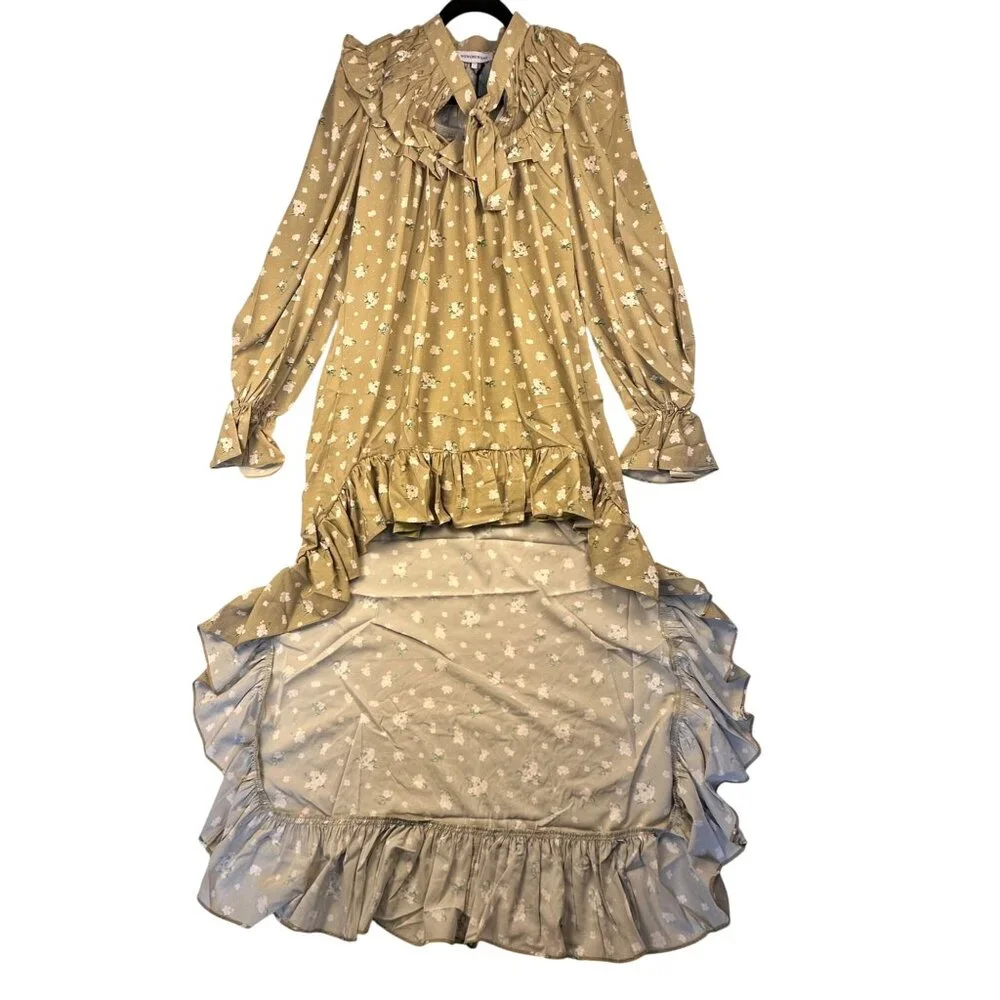 WeWoreWhat Green Floral High-Low Ruffle Maxi Dress Size S Feminine Cottagecore - Picture 2 of 13